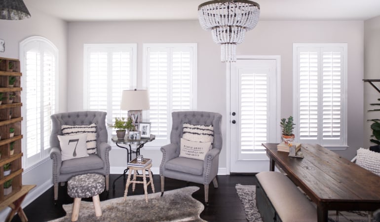Plantation shutters in a New York City living room